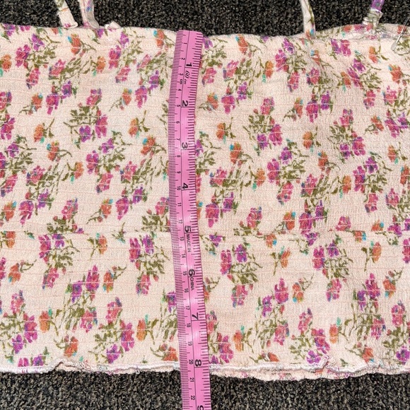Free People Maia Petal Meadow Ruched Top with removable adjustable straps Sz L - Picture 12 of 15